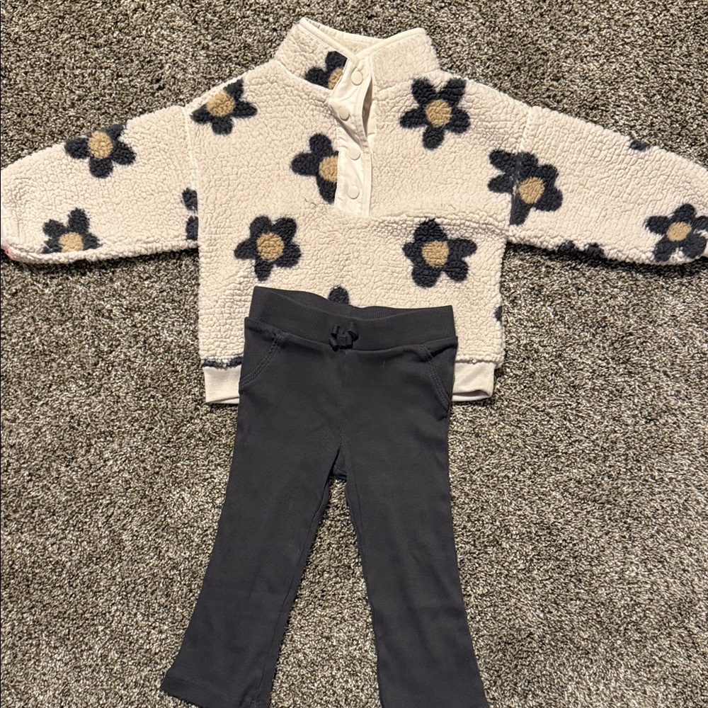 Carter's Charcoal Leggings and Sherpa Fleece Toddler Set